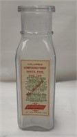 Vintage Bottle w/ Columbia Compound Syrup Label