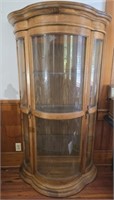Vintage Oak wood curved front glass showcase