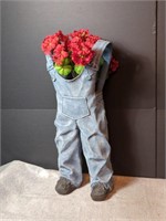 Cute Jean Bib Overalls Flower Pot, 24.5" Tall,
