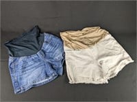 (2) Size 28 Materinty pull on shorts
