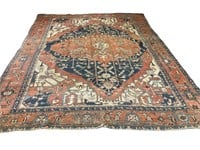 Large antique room size hand knotted carpet