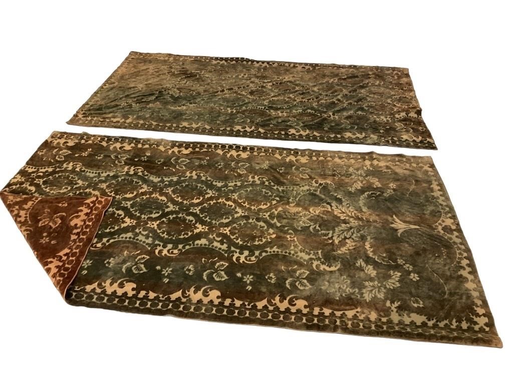 2 Antique plush fabric panels