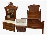 Three piece Victorian walnut bedroom set