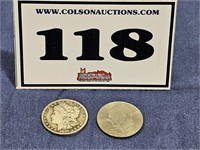 1891 MORGAN SILVER DOLLAR & 1976 IKE Dollar