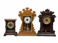 Lot of Three Antique Mantle Clocks