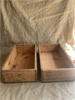 2 Wooden Crates 19 1/2"x11 1/2"x5 1/2" Tall