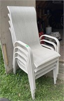 4 Metal & mesh stackable lawn chairs
