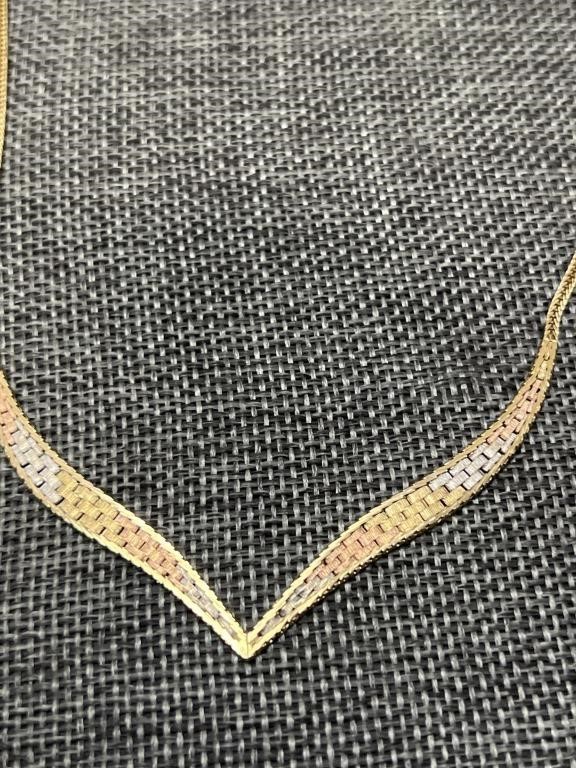 14k TriColor Gold Necklace - Italy 8.4 TGW