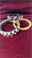 (3) Bangles - Wood and Lucite