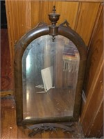 Antique Wood Framed Beveled Glass Mirror