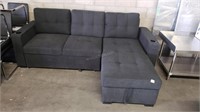 Charcoal Fabric Reversible Sectional Sofa-Pull Out