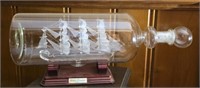Large Blown Glass USS Constitution 1797 on Stand