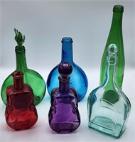 Colored Glass Bottles 2 Violin Bottles
