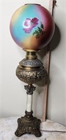 Victorian Electric Lamp With Hand painted Globe