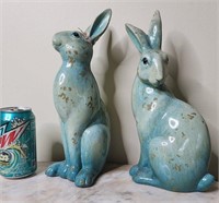 2 Ceramic Bunnies one is damaged