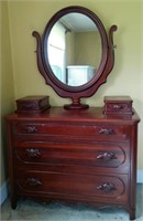 Vintage Solid Cherry Dresser w/Mirror