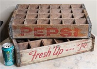 7 up and Pepsi Wooden Pop Crates