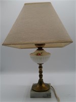 Vintage Brass Lamp with Milk Glass