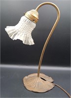 Vintage Brass Lily Pad Tulip Lamp