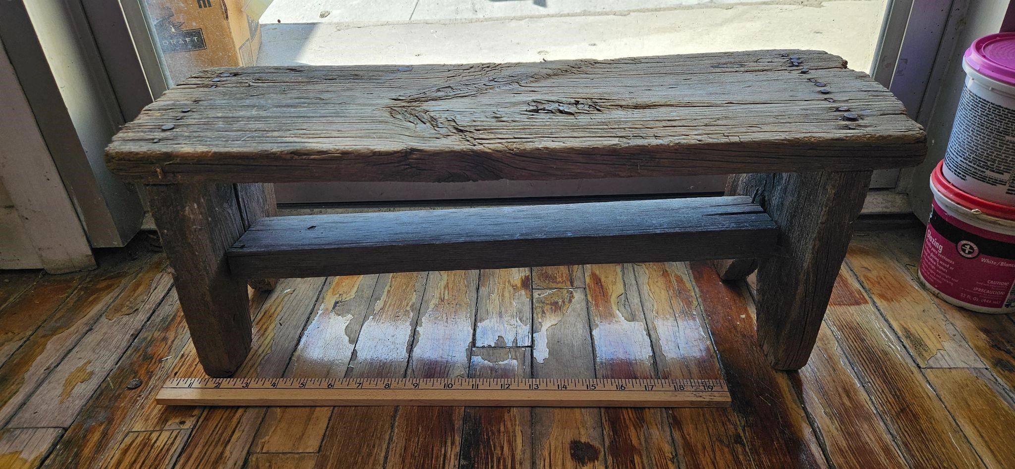 Old Wooden Bench with Some Square Nails
