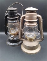 Vintage Black Metal Lantern w/ Globe Glass & ++++
