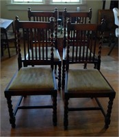 4pc Vintage Barley Twist Slat Back Dining Chairs