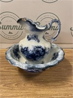 Peony Flow Blue wash bowl and pitcher