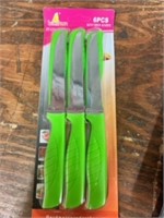 Kitchen Knives Green Handle PK/6
