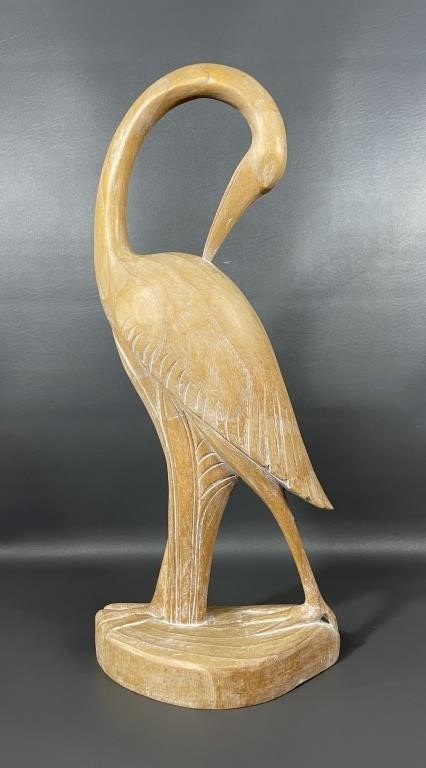 Wood Carved Heron Statue *Forfeited Property