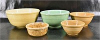 Five Stoneware Mixing Bowls