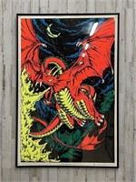 Vintage Scorpio Fire Dragon Blacklight Poster
