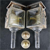 Pair Antique Carriage Or Automobile Lamps