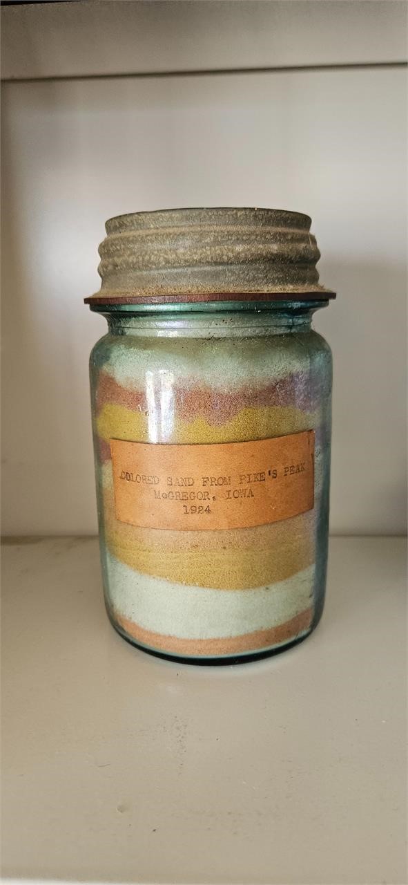 1924 Sand from Pikes Peak Iowa in Ball Jar