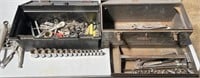 2 tool boxes w various sockets & wrenches