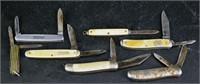 Group Of Severn Vintage Folding Pocket Knives.