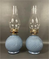 Pair Of Aladdin Ltd. Blue Oil Lamps