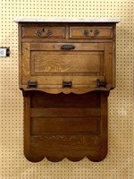 1800’s Oak Barber Wall Cabinet