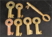 Six Brass Railroad Keys