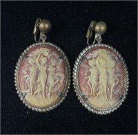 Three Graces Cameo Clip-On Earrings