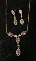 Vintage .925 Silver Gold-Toned Necklace & Earrings