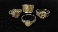 Four Vintage .925 Silver Rings