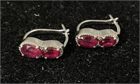 Pair Of .925 Silver Ruby Earrings