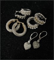 Four .925 Silver Pairs Of Earrings