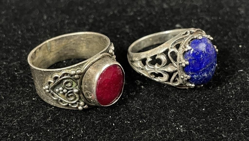 Two Vintage .925 Silver Rings Sz. 9 & 10.5