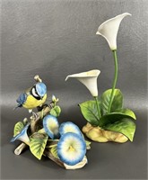 Porcelain Bird & Calla Lilies Figurines