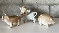 Vintage Ceramic Cow & Otagiri Pigs Sugar & Creamer