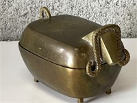 Vintage Brass Ram Trinket Box