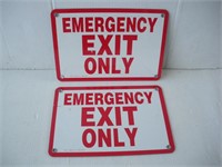 (2) Metal Emergency Exit Signs  10x7 inches