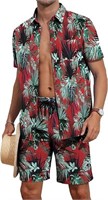 XL YTD Mens Flower Hawaiian 2 Piece Outfit Sets Sh
