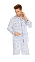 large GLOBAL Mens 100% Cotton Pajamas Set Woven Dr